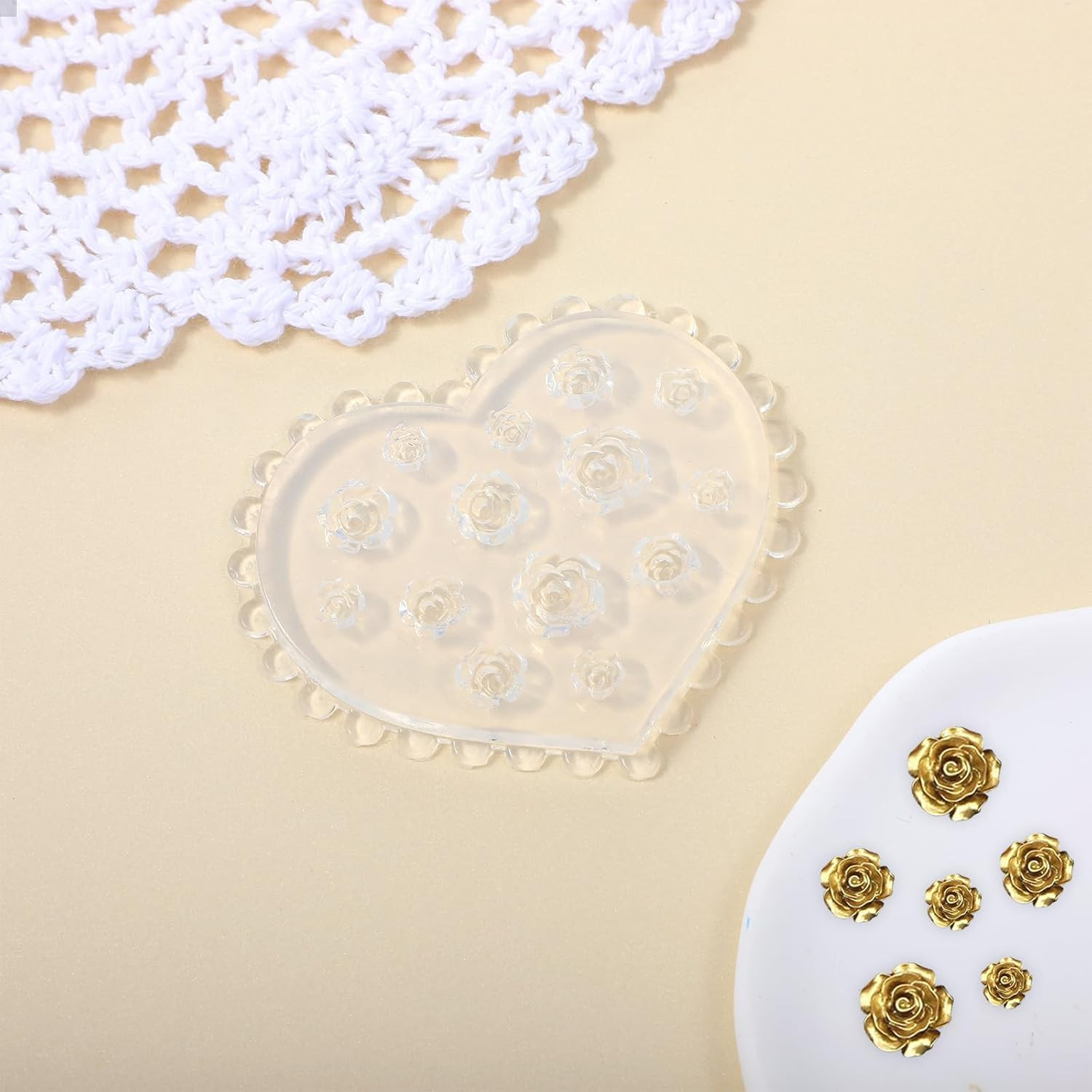 3D Flower Nail Molds for Nail Art – Rose Camellia Silicone Nails Charm Molds for