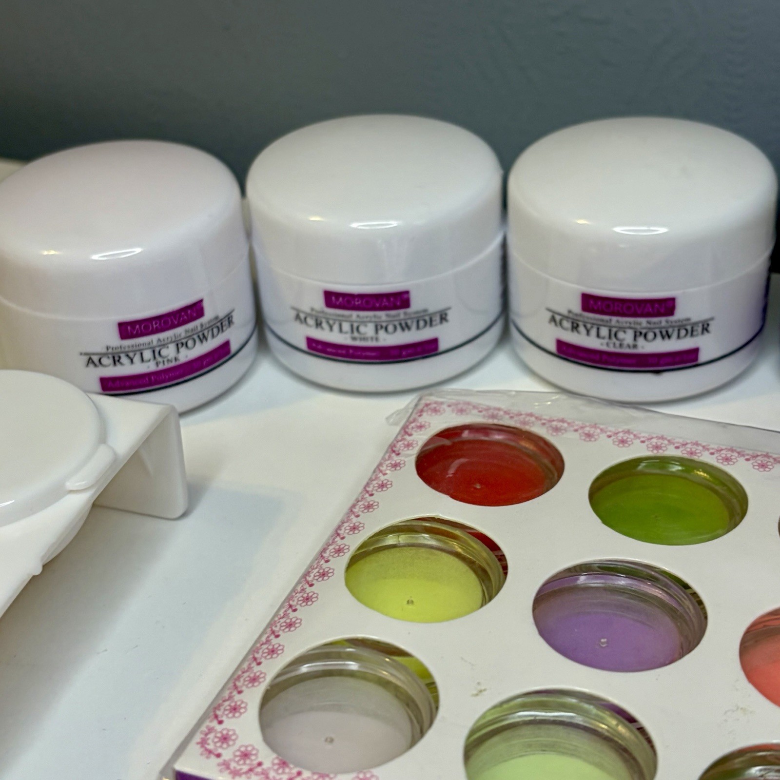 Morovan Professional Acrylic Nail Kit – Glitter Acrylic Powder 24 Piece Lot