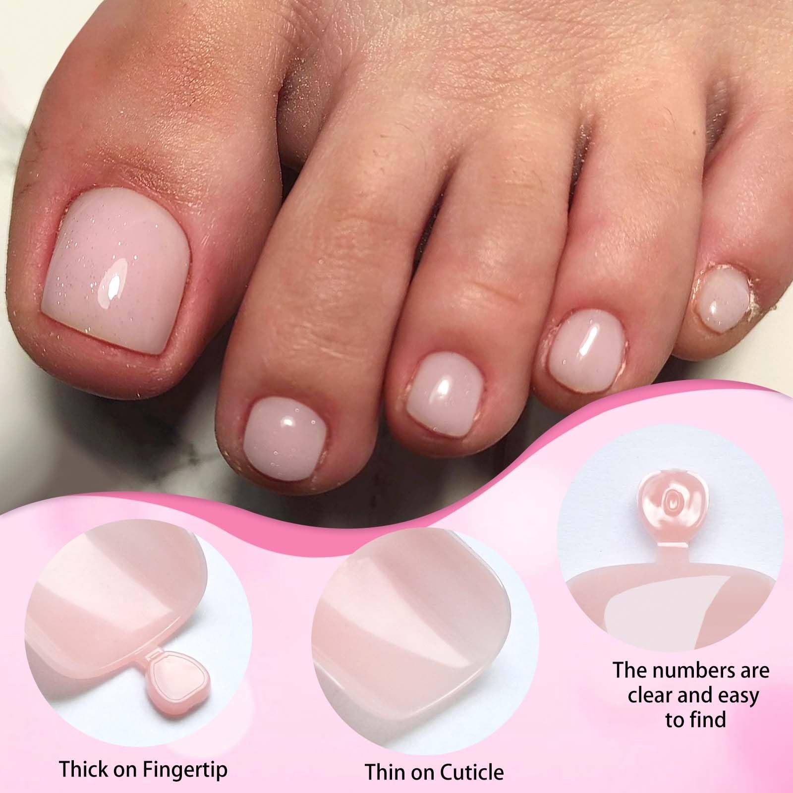 240 Matte White Press On Toenails Short Square Full Cover False Toe Nails Tips