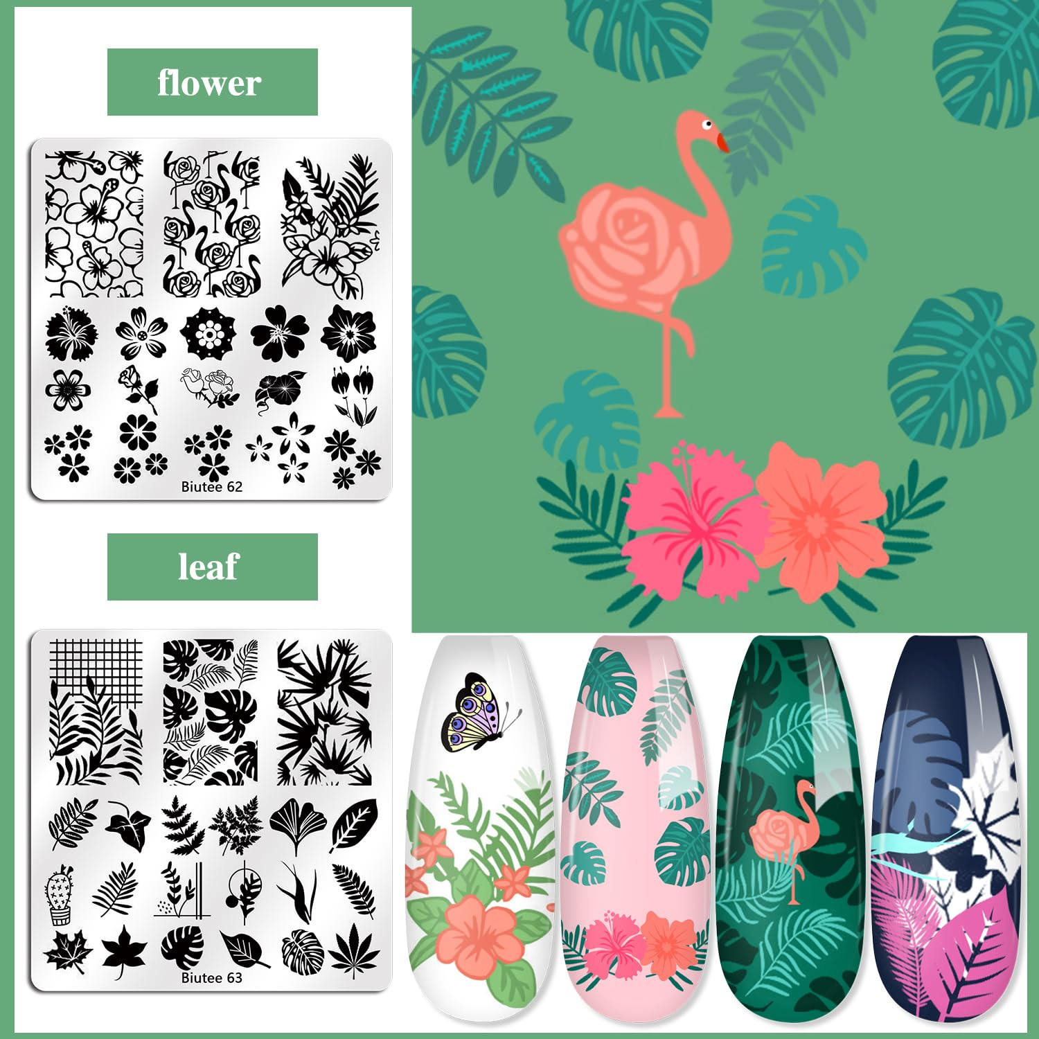 Biutee Nail Stamping Plates Set 15PCS Nail Art Stamper Scraper Nail Stamp Plates