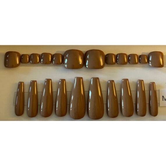 Brown Coffee Toe Nail + Custom Box | Ballerina Nail | Medium Or Large