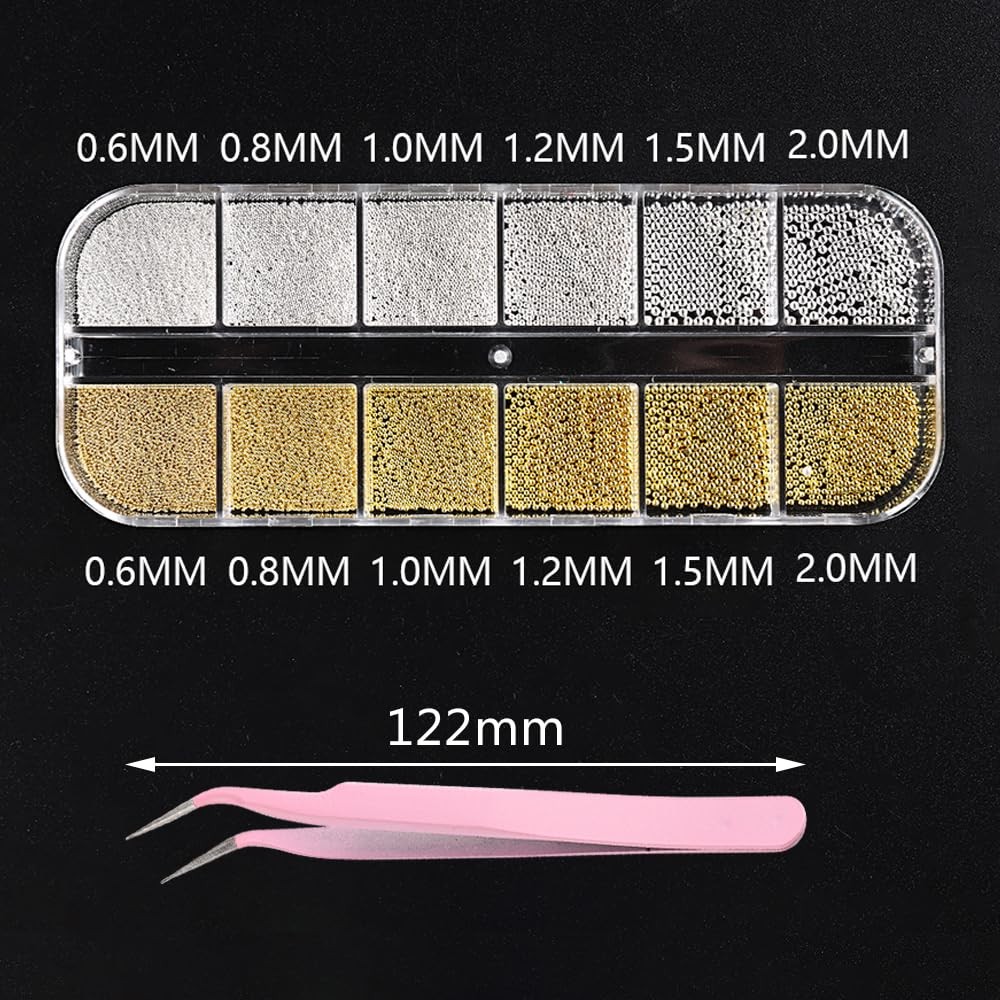 3D Mixed Sizes Nail Art Studs Gold Silver Mini Metal Caviar Nails Beads Nail …