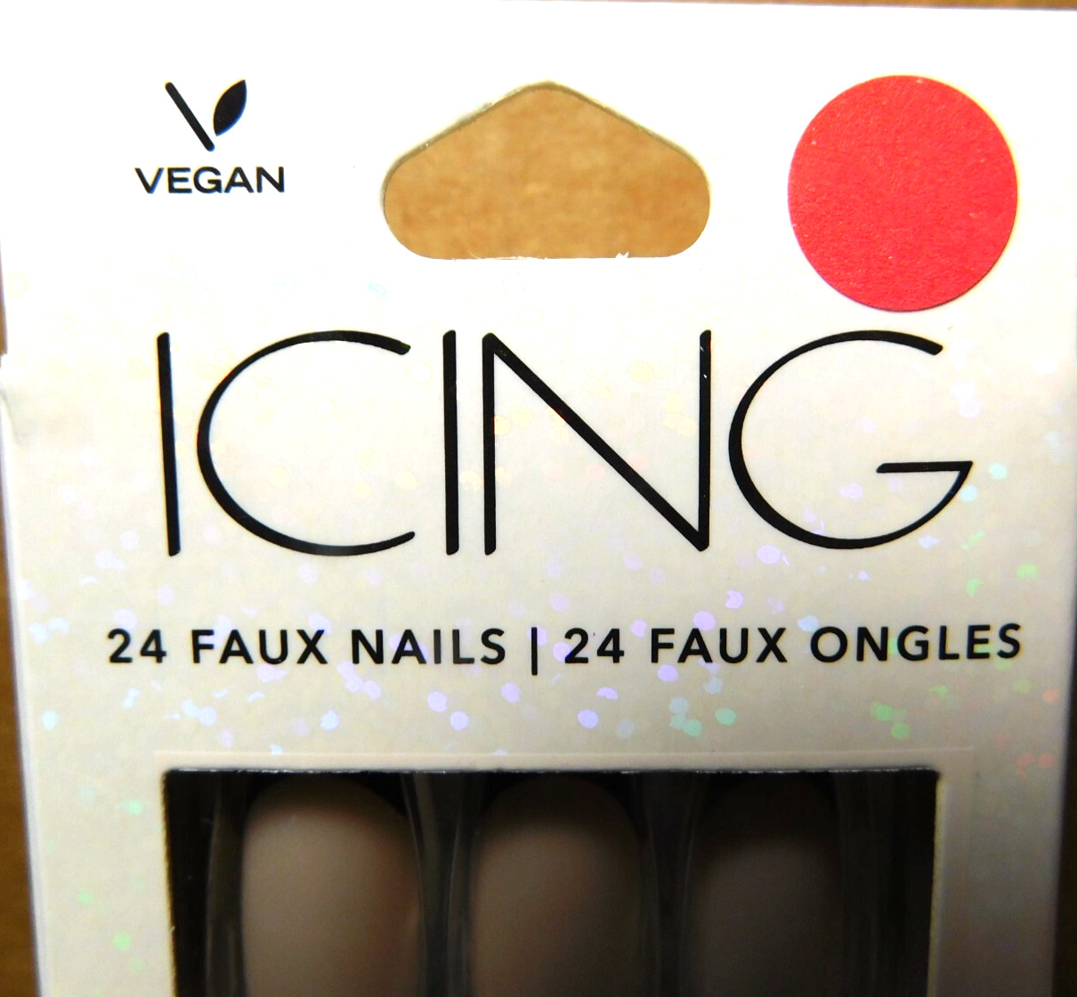 CBI Distributing Corp.~Icing 24 Faux Nails Vegan CB.AN Beige With Black Tip Nail