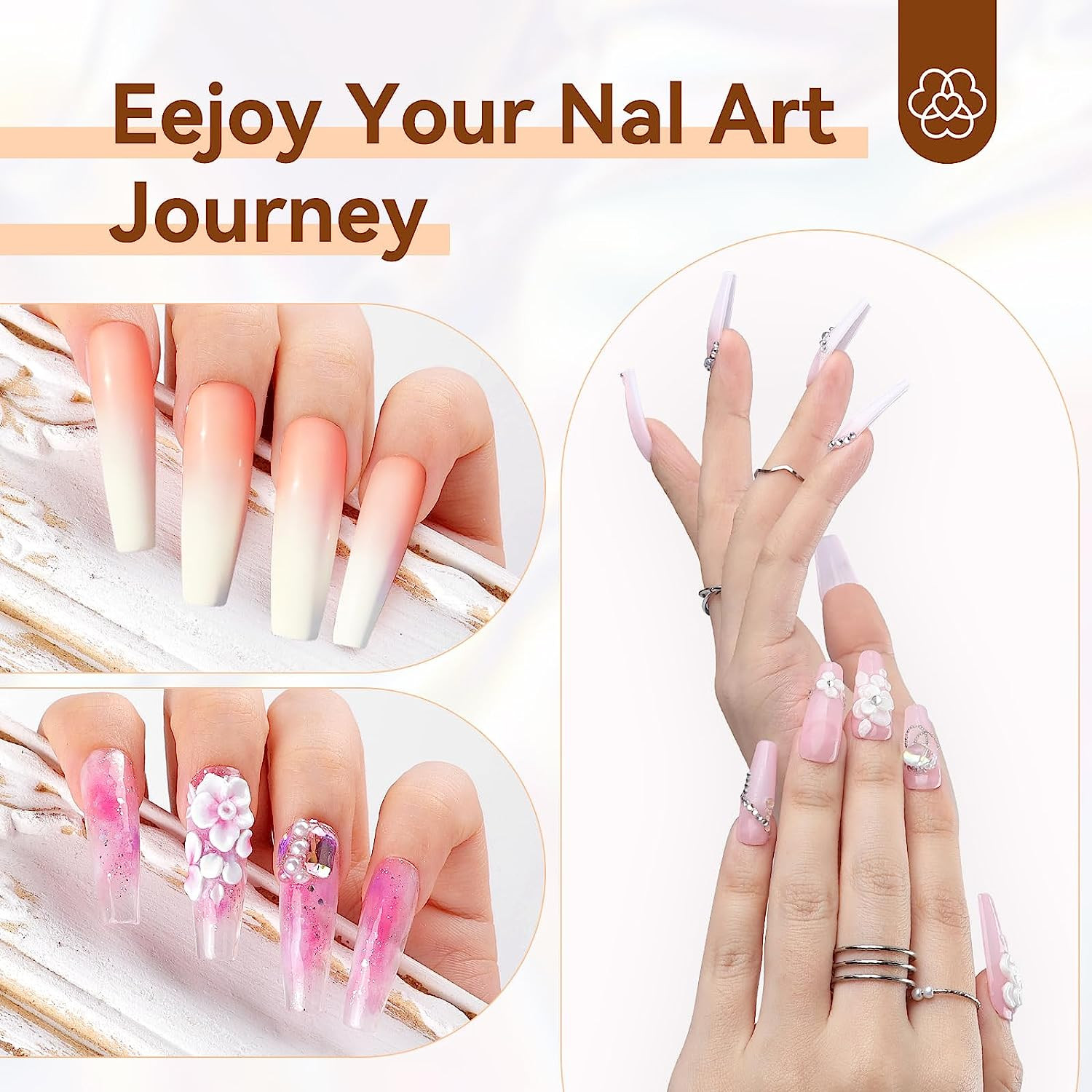Saviland 3Pcs Acrylic Nail Brush Set, Size 8/10/14 Kolinsky Acrylic Nail Brushes
