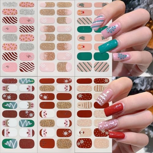 6 Sheets Christmas Nail Art Stickers Winter Cute Elk Snowflake Xmas Tree-2