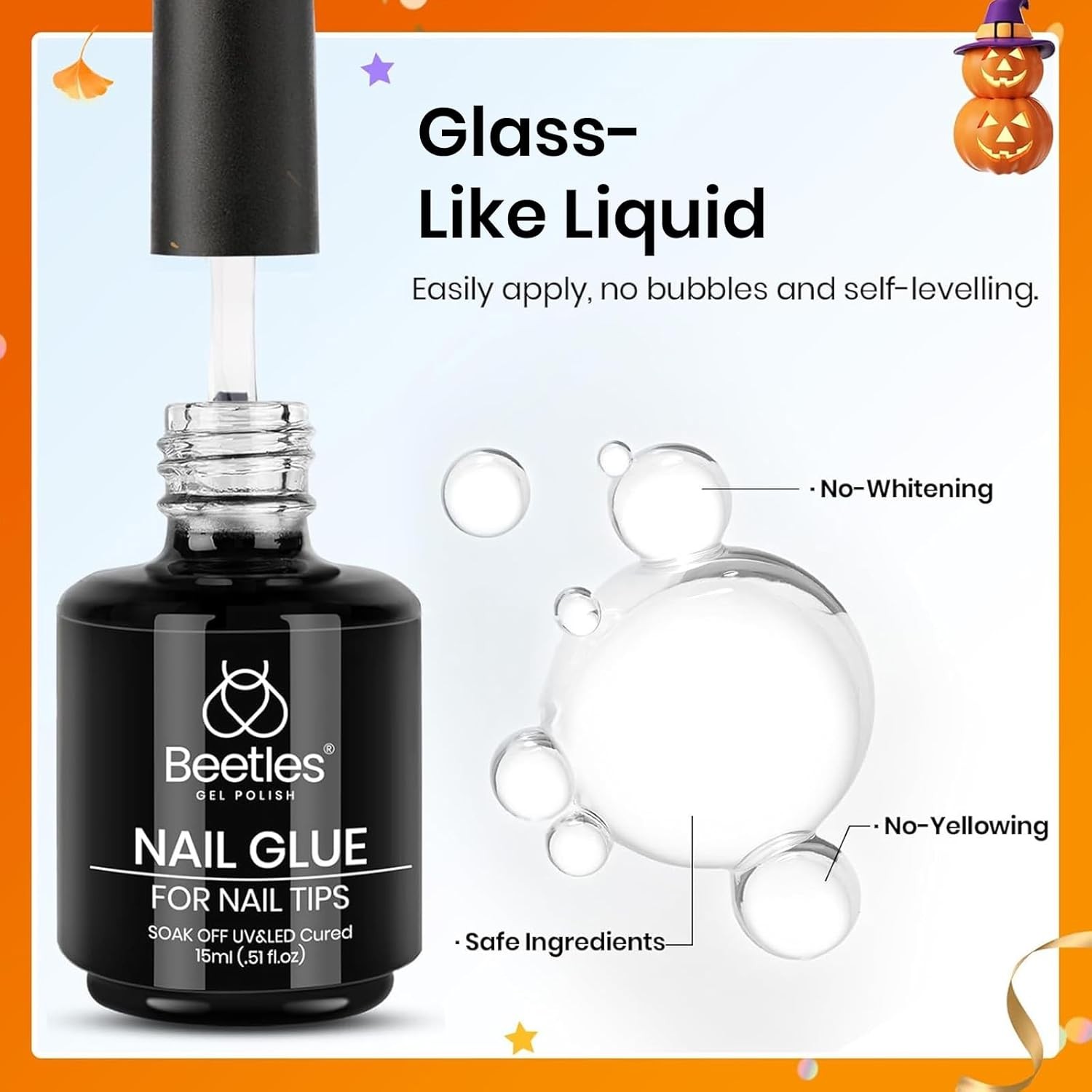 beetles Gel Polish 9 In 1 Nail Glue for Clear 0.5 Fl Oz (Pack of 2)