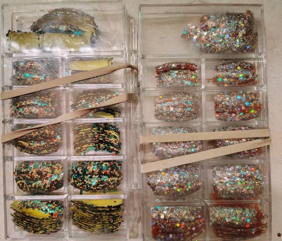 2X Tip Jar FAKE NAIL TIPS Super Glitter Curve DESIGNER FASHION RASTA 420 BUNDLE