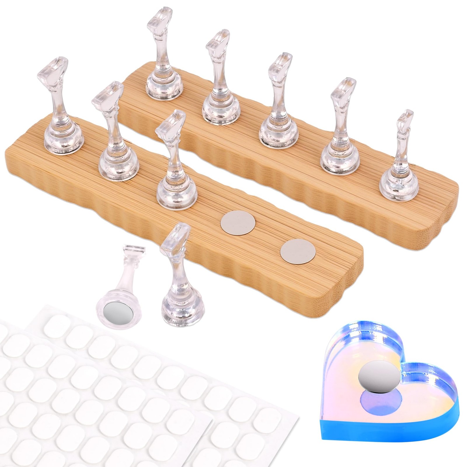 BAGTeck Nail Stand for Press Ons, Holder Painting Nails, 2 Set Clear