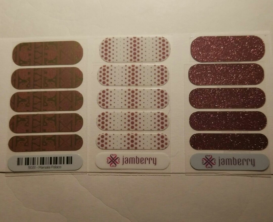 Jamberry *Marsala Palace, Mirage, & Sparkle* 5pc. mani set ●See Description●