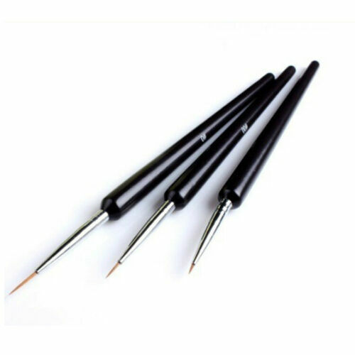 3Pcs/Set Tiny Acrylic Nail Art Decoration Pen Brush Painting Drawing Tools Black