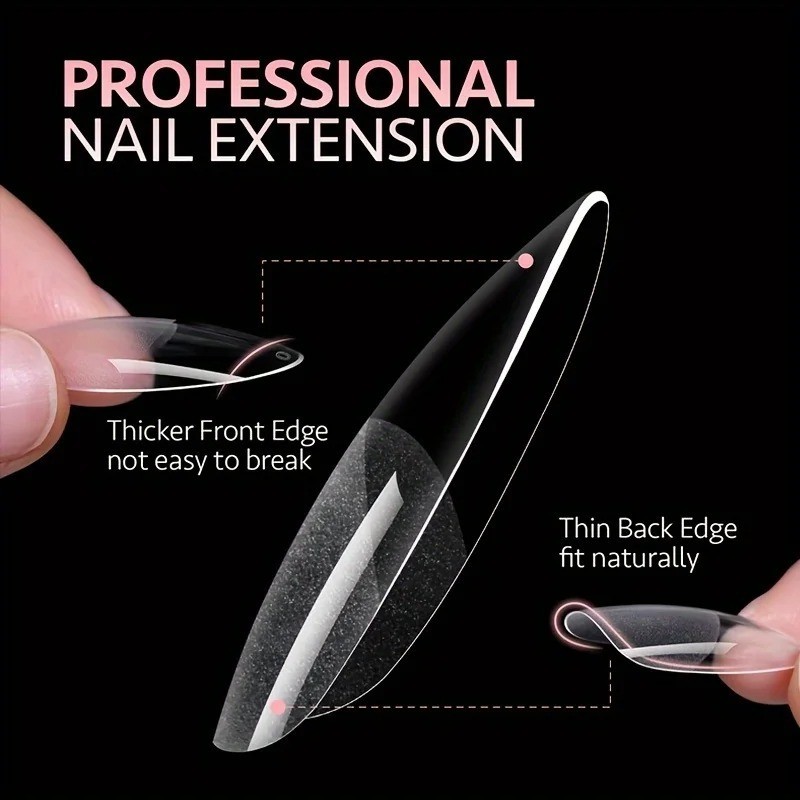 120PCS Medium Long Square Press On Nails French Tip Full Cover Acrylic False Nai