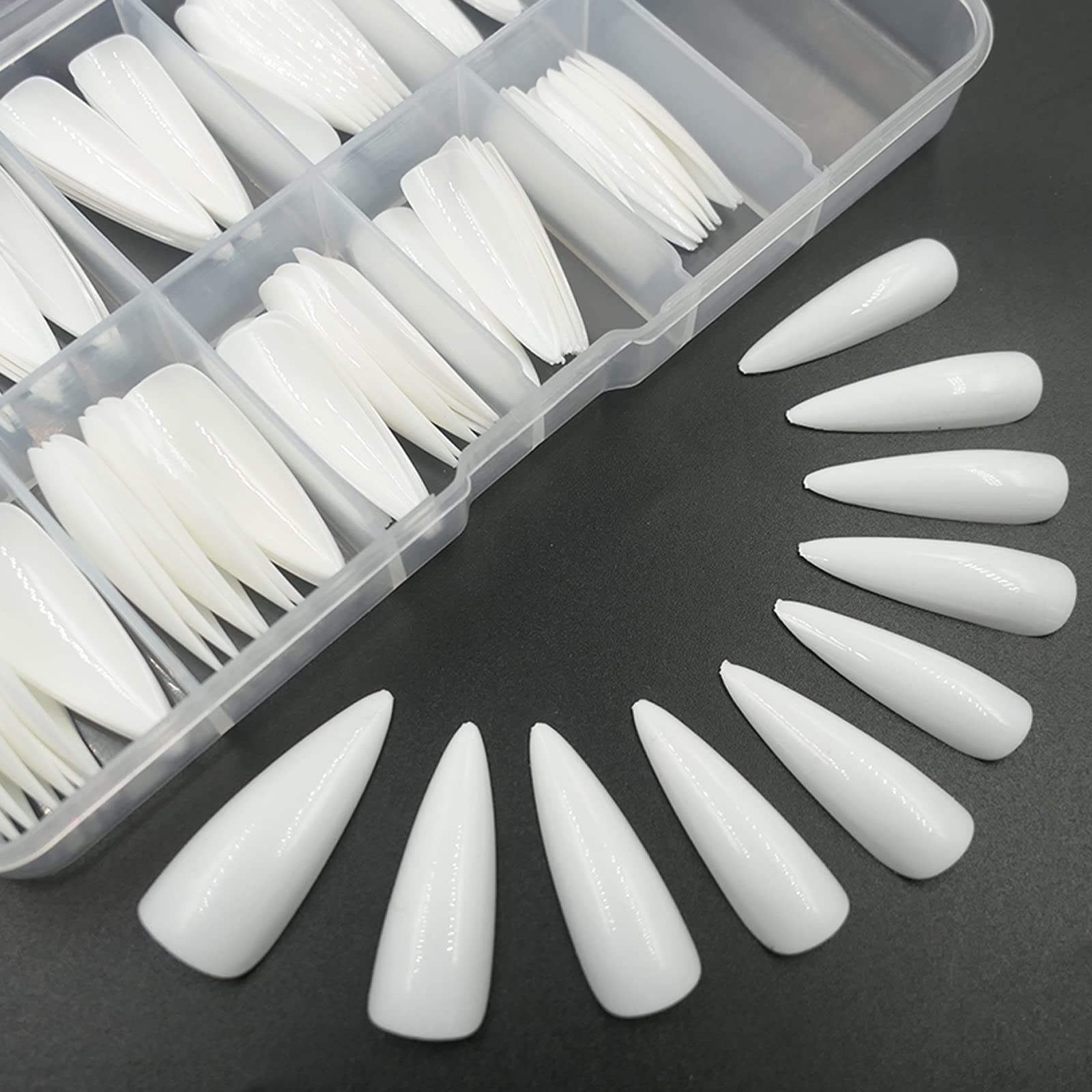 Medium Long Stiletto Glossy Fake Nail 100PC Full Cover Acrylic Press on Nails