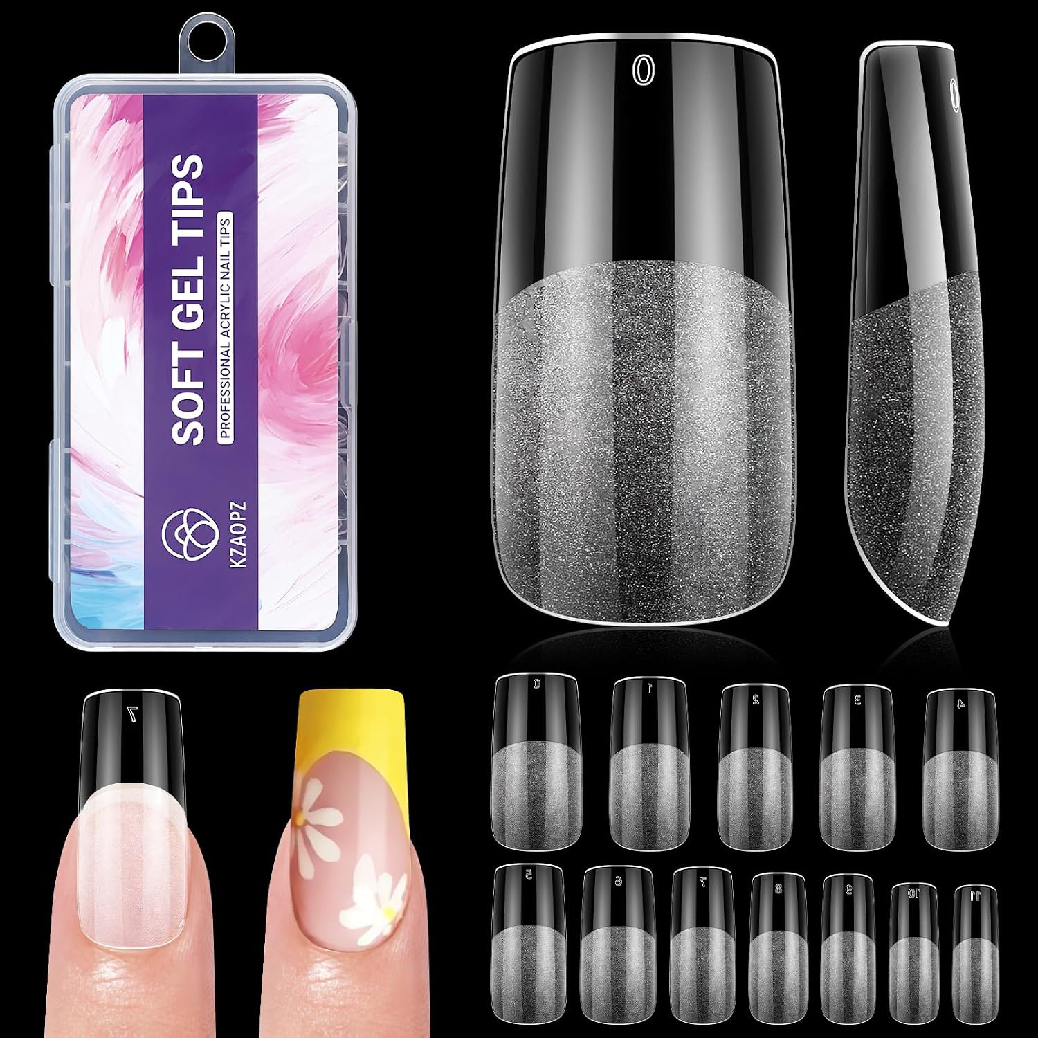 Short Almond Gel Nail Tips: 240 PCS Pre-Shaped False Acrylic Nail Tips Clear Fak