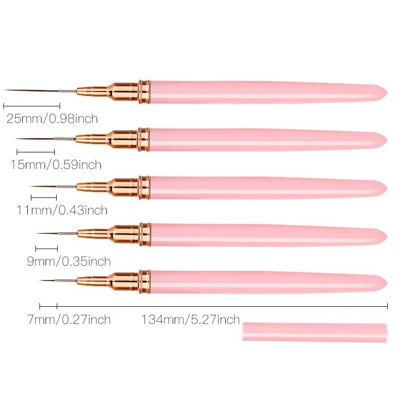 5pcs Nail Art Liner Brush Set UV Gel Painting Drawing Pen Manicure Tools