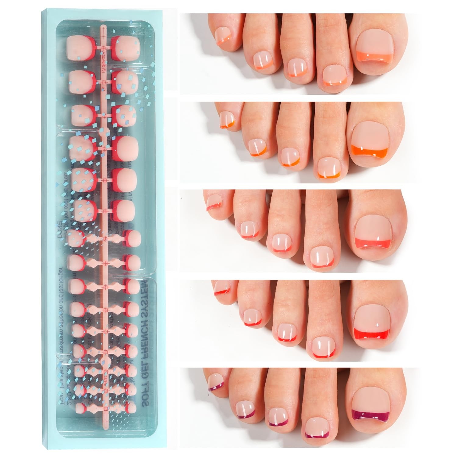 Vansiho Press on Toenails Short, 150pcs French Tip Toe Nails Square