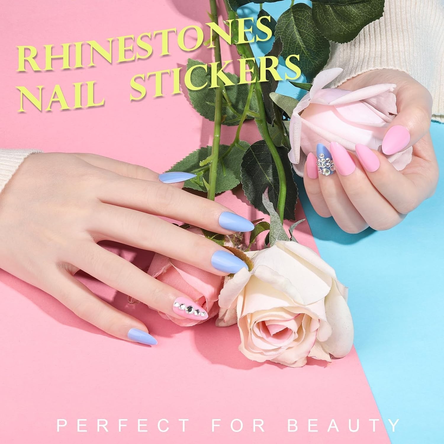 24 Pack Almond Press On Nails – 576 Pcs, Medium Sizes, Easy Apply & Reusable