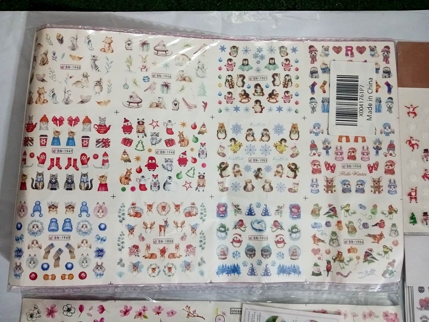 Nail Art Stickers. Large lot over 2000 decals. Mickey mouse, flowers, Christmas