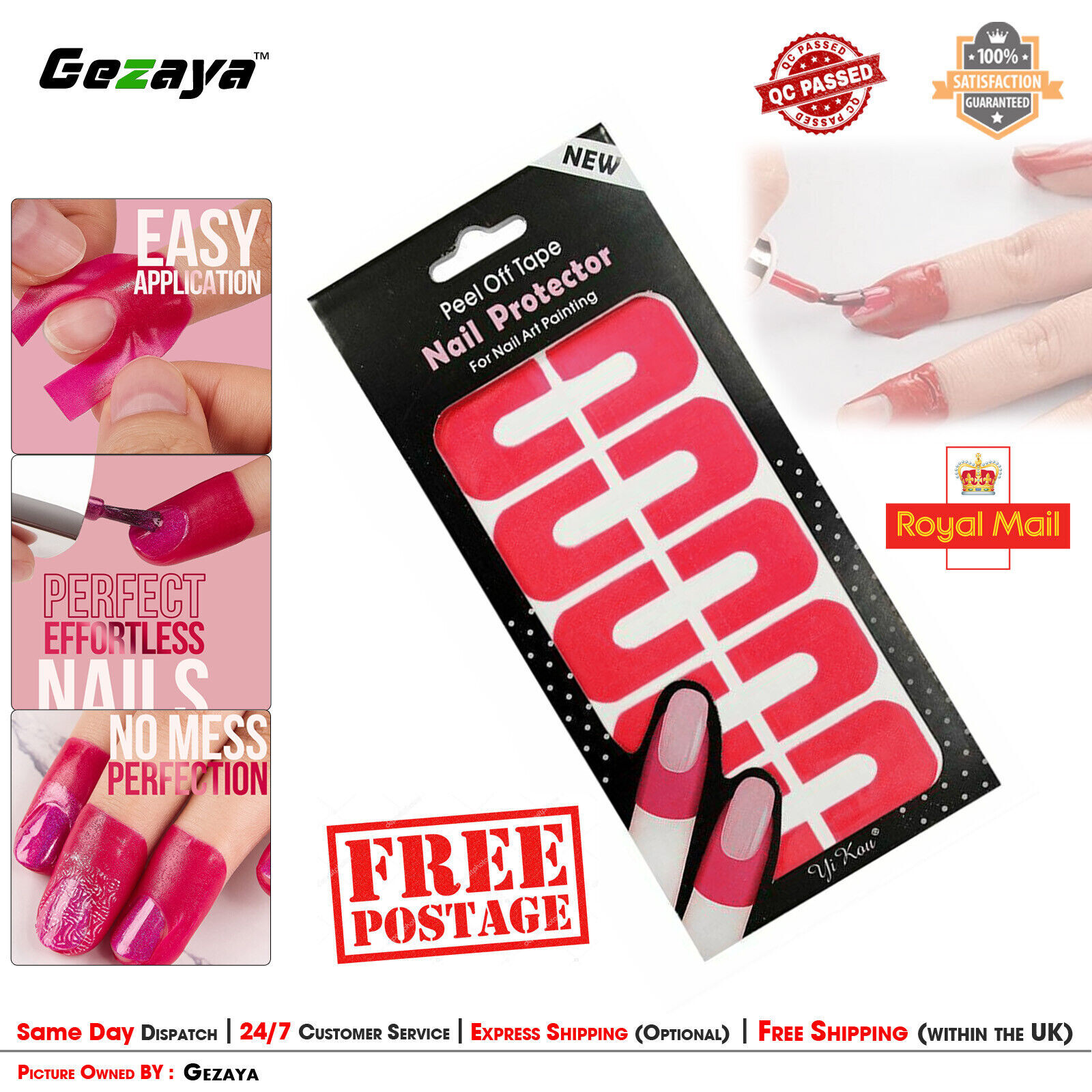 U Shaped Nail Spill Proof Cover Sticker Nail Polish Varnish Cuticle Protector UK