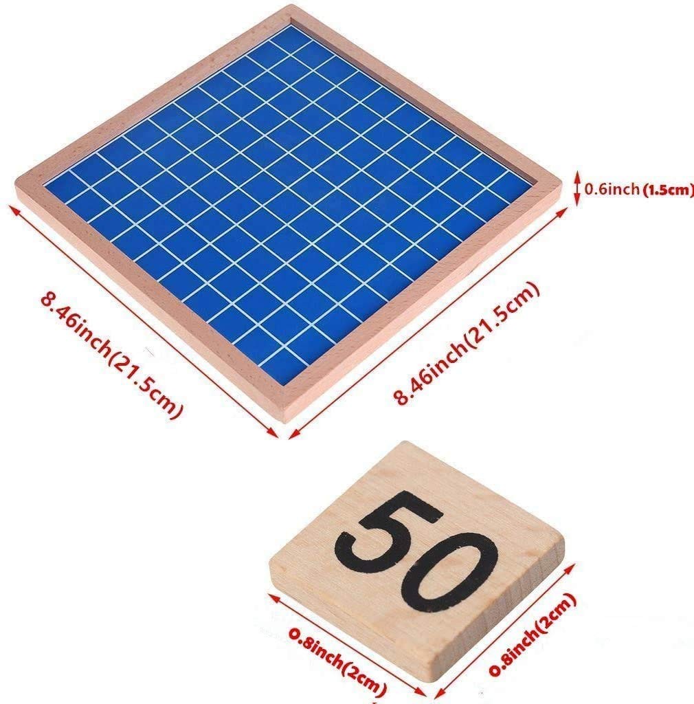 CICITOYWO Wooden Hundred Board Montessori Math 8.46 x x 0.6 inches, Blue
