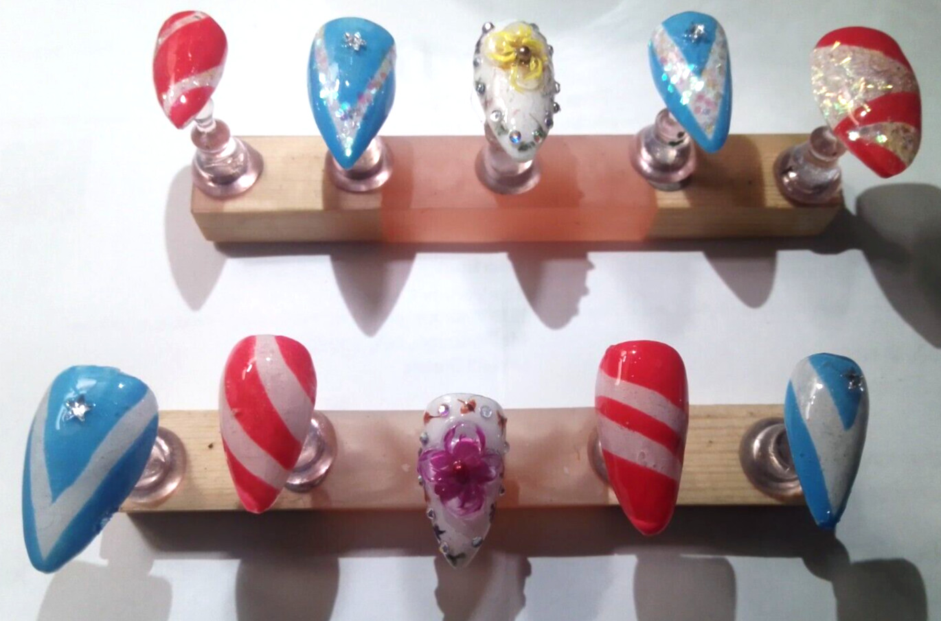 KFN Press on nails​|Handmade Puerto Rico Flag| Almond Medium| Luxury|Gel Kit