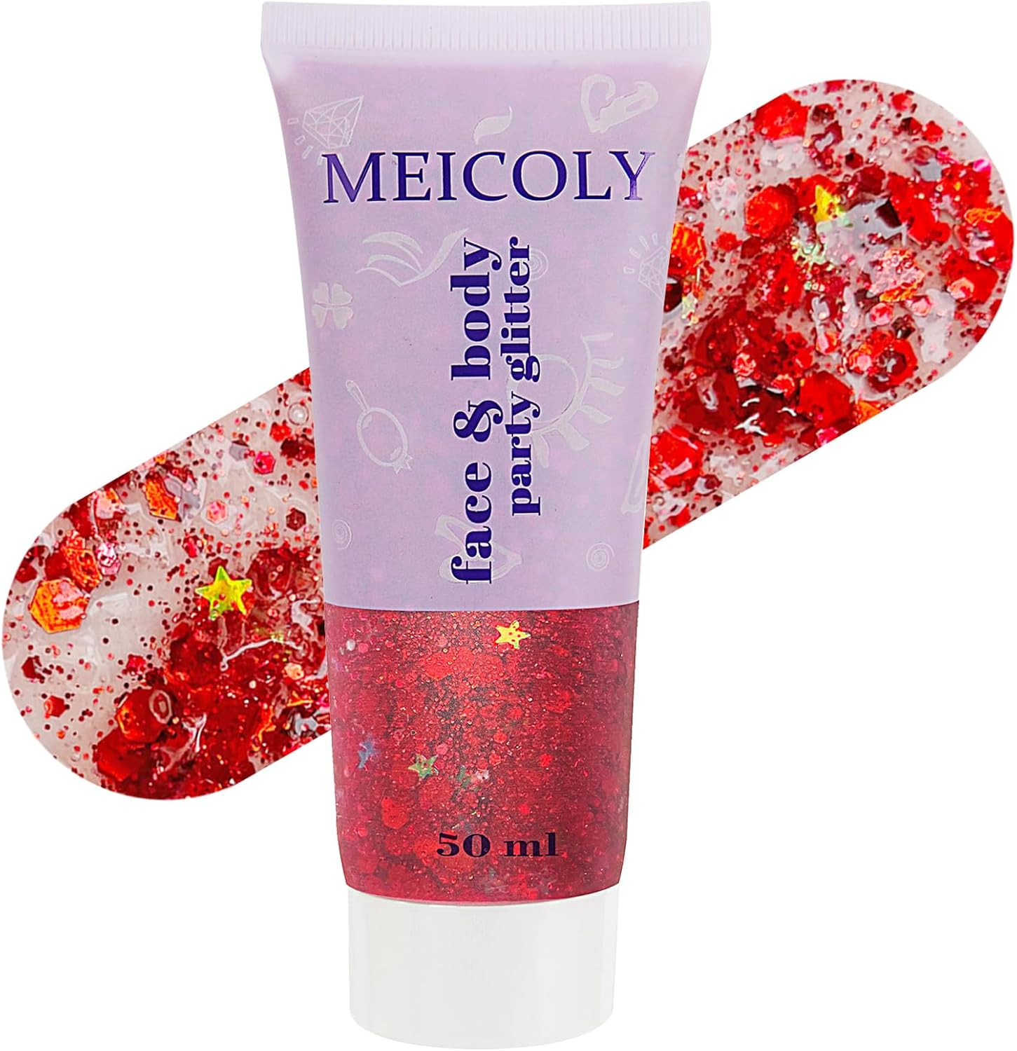 50Ml Canada Maple Red Face Glitter Gel for 2026 World Cup,Usa Flag Body Glitter
