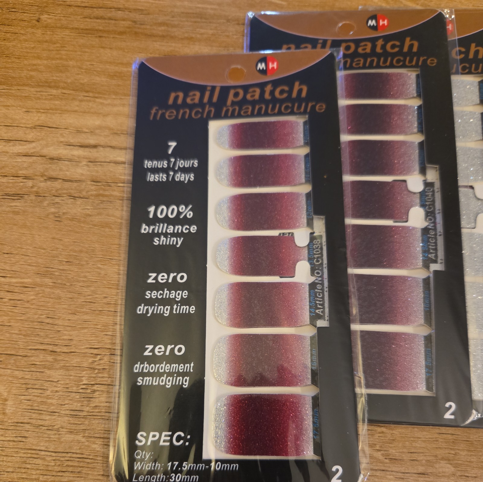 Nail Patch French Manicure Nail Stickers. Lasts 7 Days 6 Sets glitter Nail Art