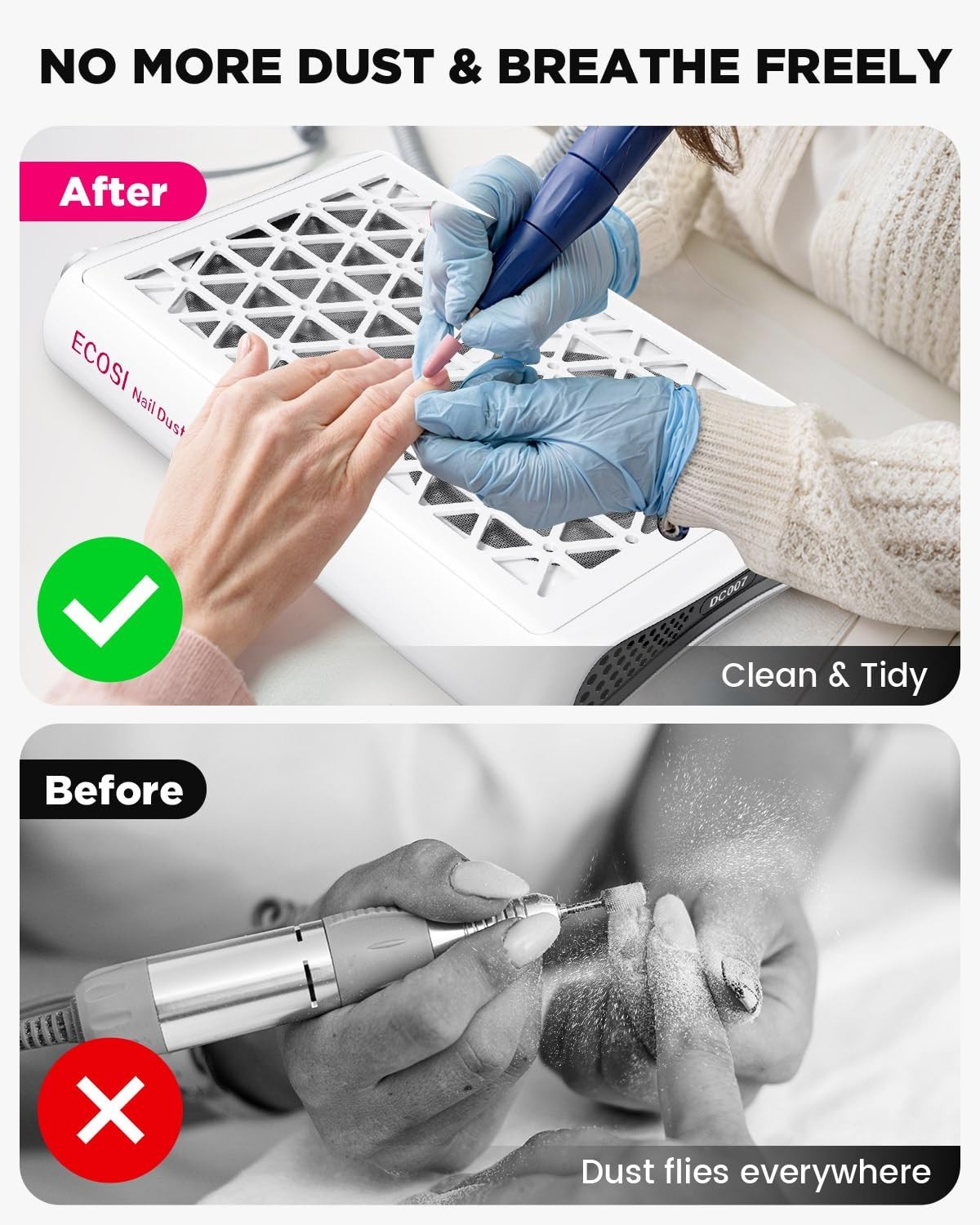 Powerful 8000RPM Nail Dust Extractor with 30 Filter Papers