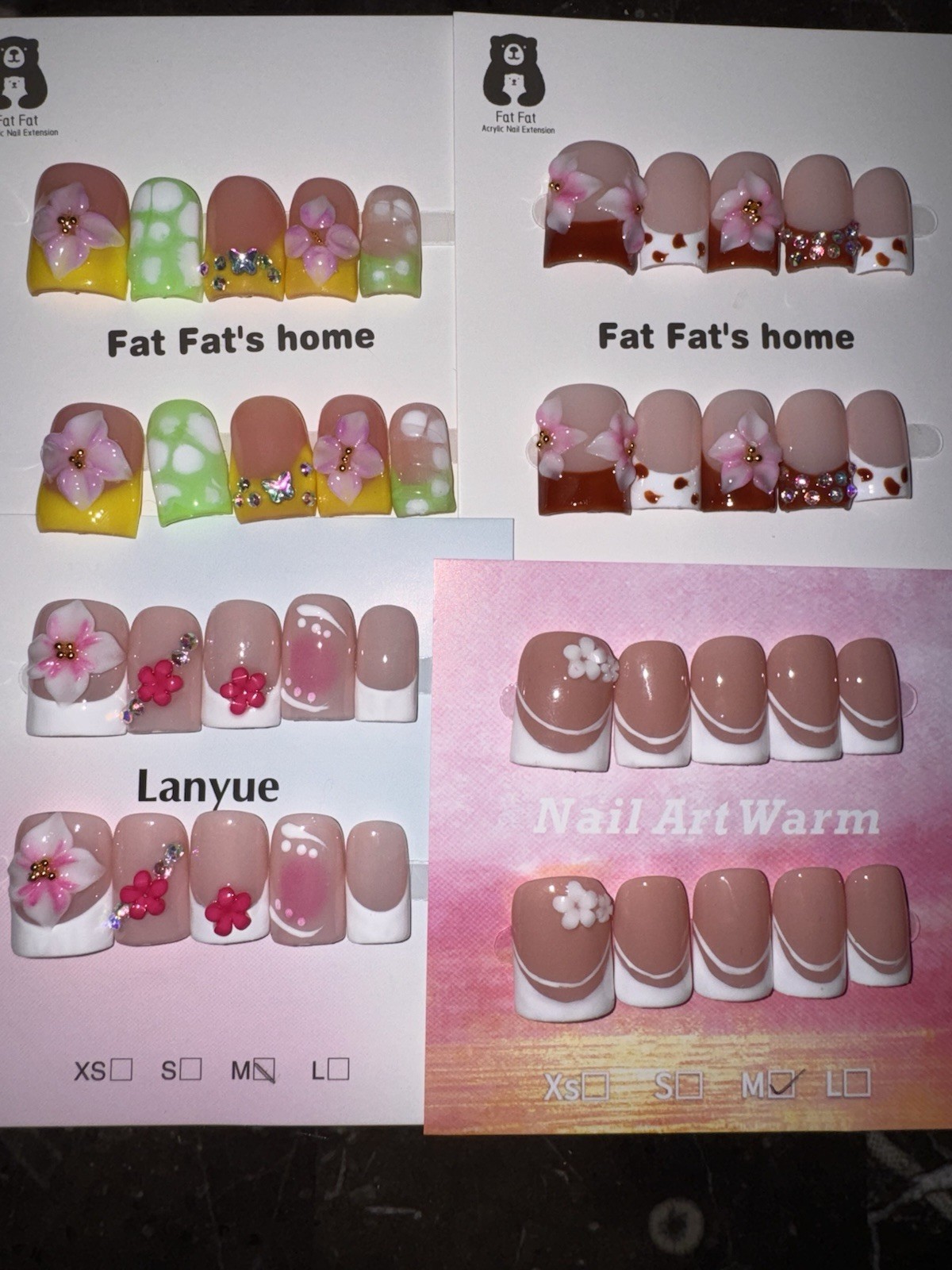 Baby Duck Press On NailsBundle5 SetsMedium Size Cute Handmade Nails Variety Pack