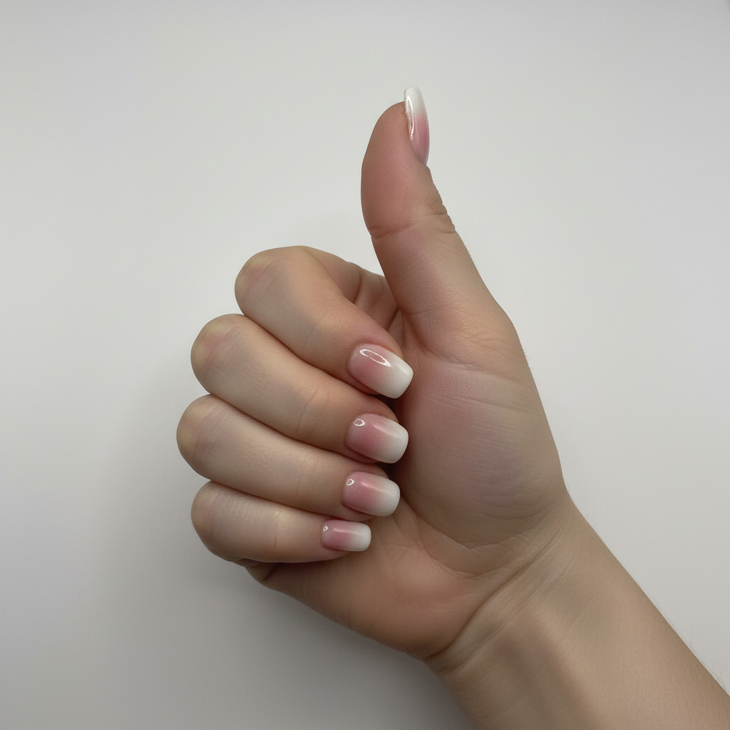 THE MIMO Press-On Nails Square – Nude to Pink Ombre Gradient, 24pcs Reusable Set