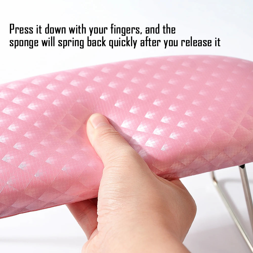 Pink/White Plaid Waterproof Leather Hand Pillow Arm Rest Cushion Nail Art Wrist