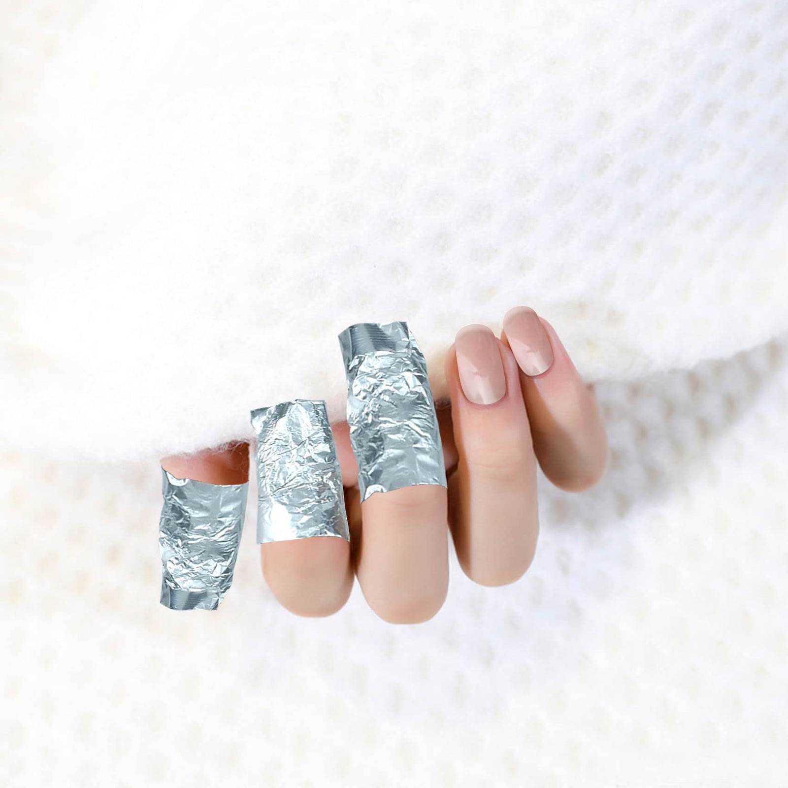 50 Pcs Gel Nail Polish Remover, Foil Wraps with Lint-free 50 Pieces, Silver