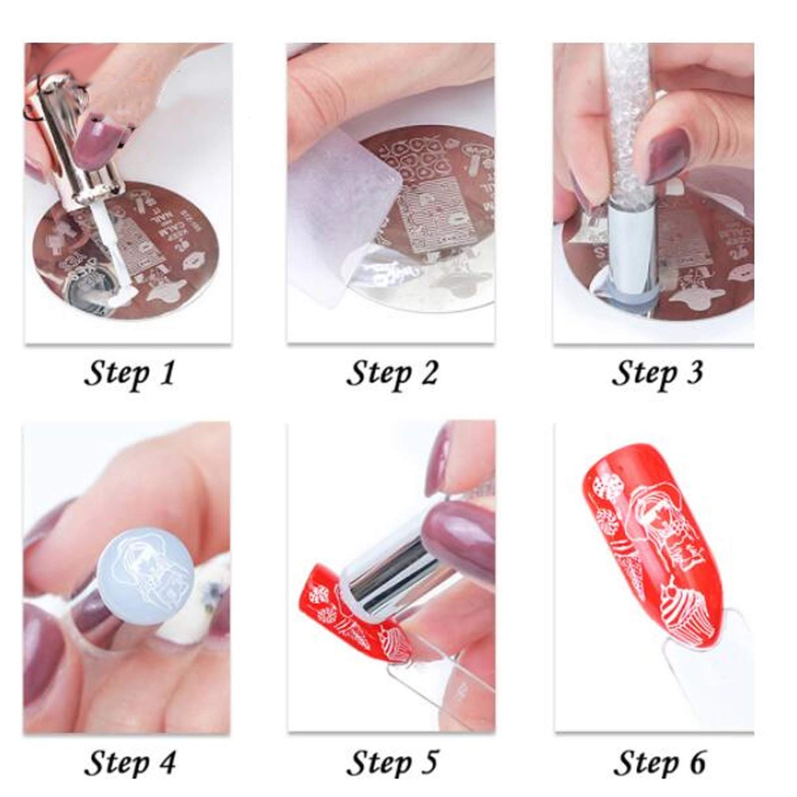 Manicure Stamping Plates , Fashionable 4Sets Double Ended Pen Colorful Rhines…