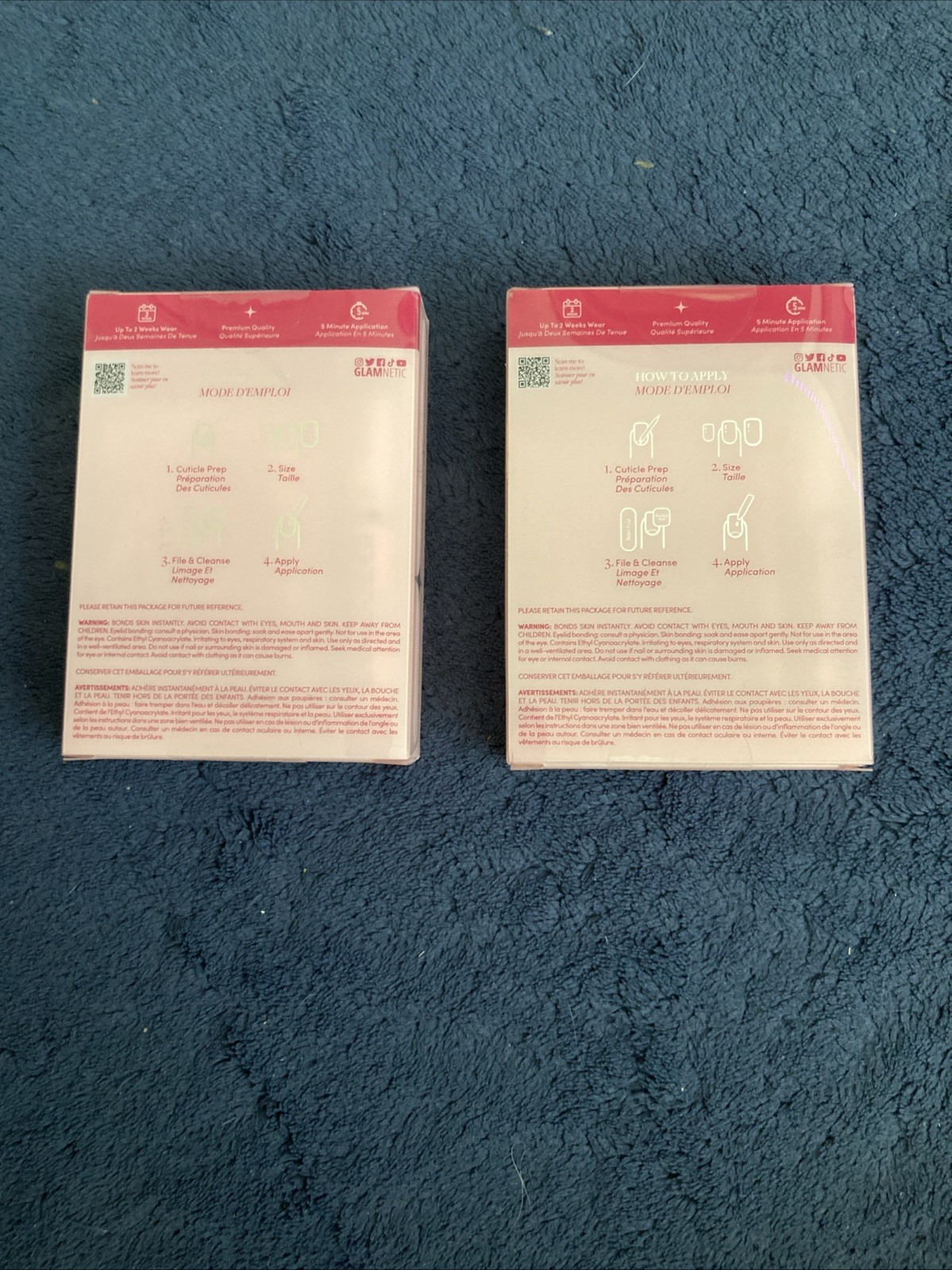 Glamnetic Press-On Nails Short Almond 2 Sets In Box New Sealed Easy To Use