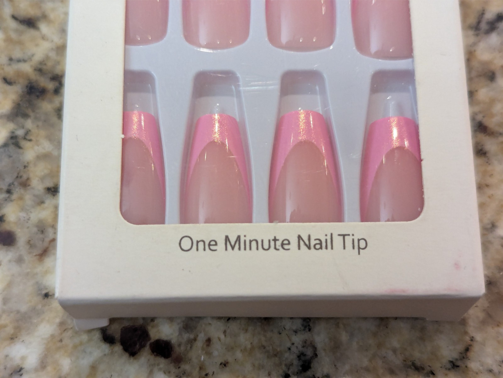 Press On Nails One Minute Nail Tip Bright Pink French Tips 24ct