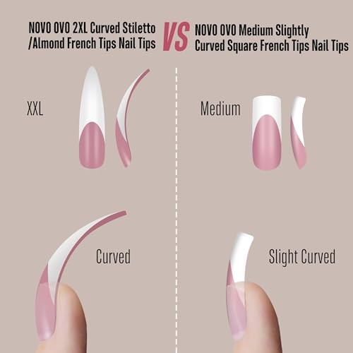 Halloween XXL Curved Stiletto XXL Stiletto Almond Curved Berry Pink French Tip