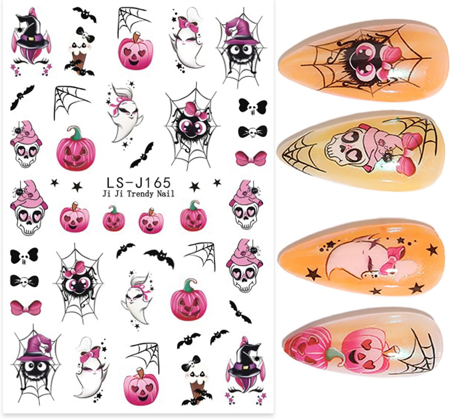 Pumpkins Nail Art Stickers Halloween Nail Decals Fall Nail Charms 7PCS Pumpkins
