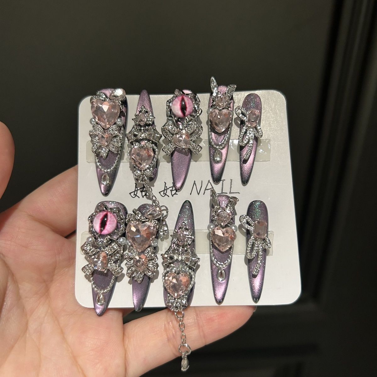 Bian 2 Handmade Luxury Pink Gradient Cat Eye Press On Nails