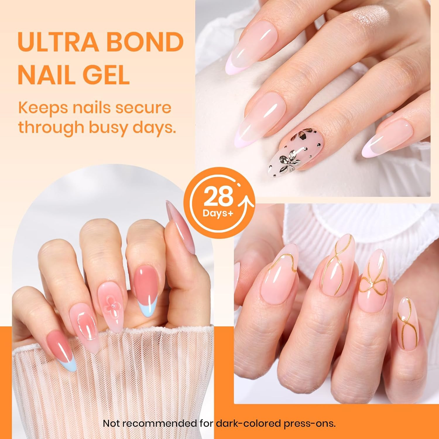 Beetles 2Pcs*20G Solid Nail Glue Gel, Tipex Soft Nail Tips Glue Super Strong for