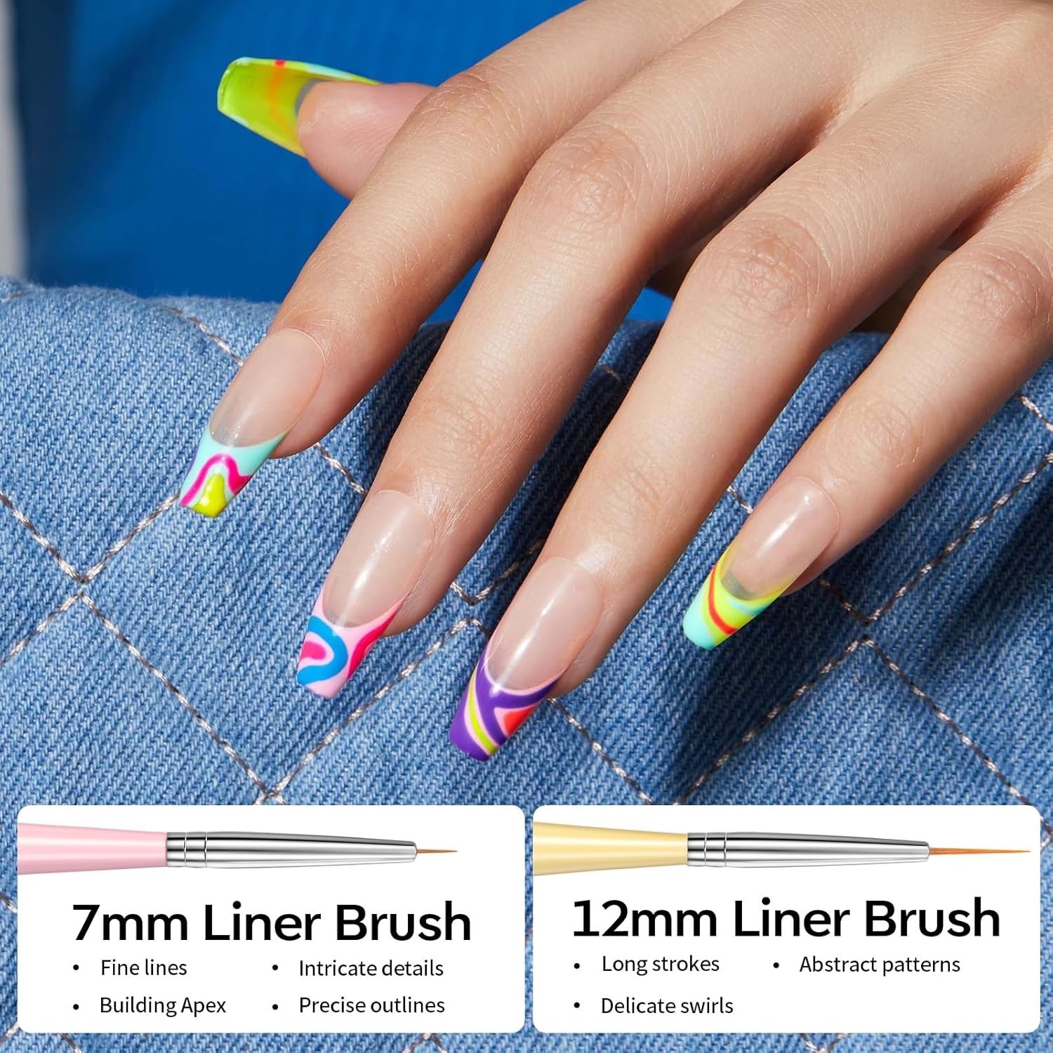 Versatile Nail Art Brushes Set – 6 PC Gel and Liner Tools for DIY & Salon