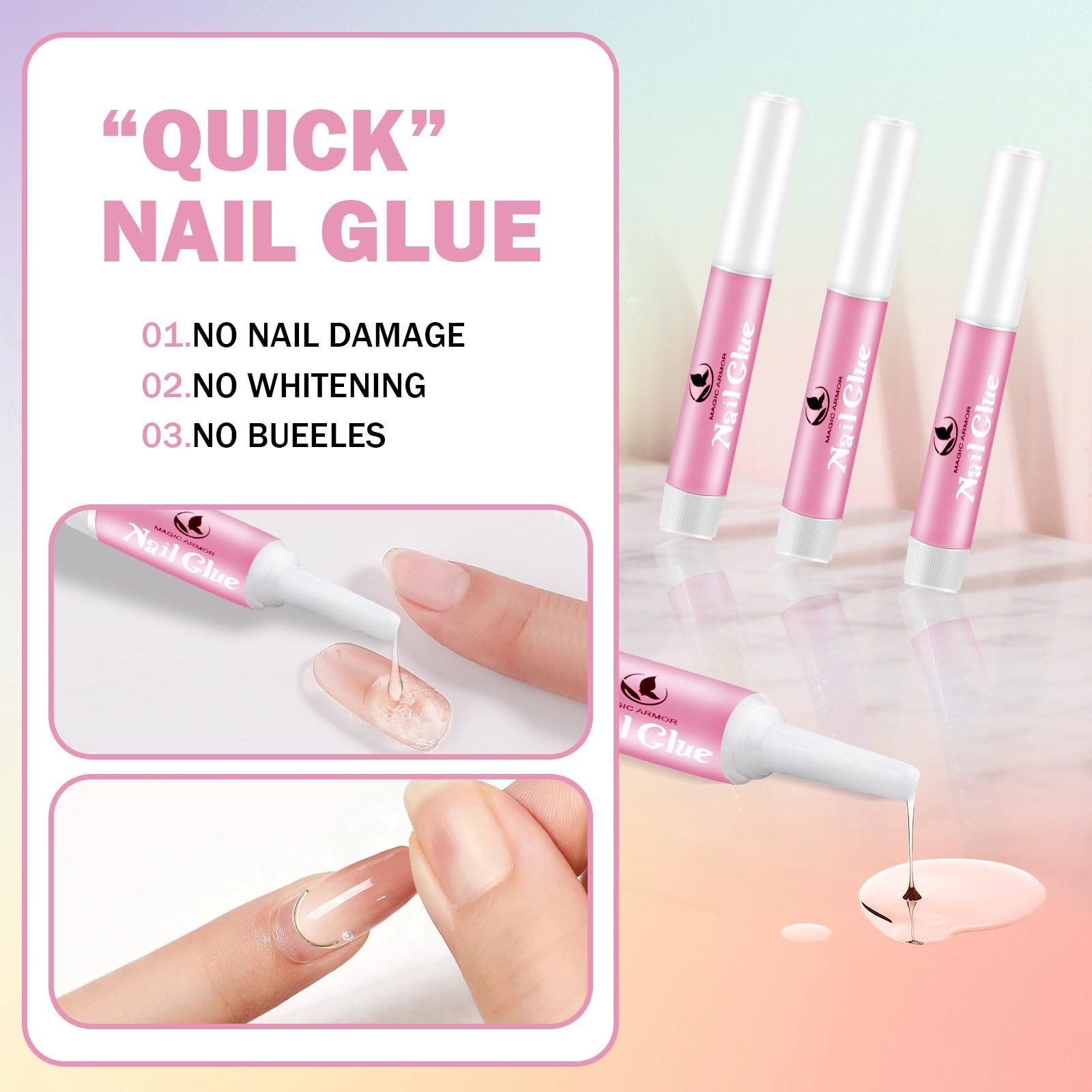 15PCS Nail Glue for Acrylic Nails, Professional Nail Tip Glue for Fake Nails …