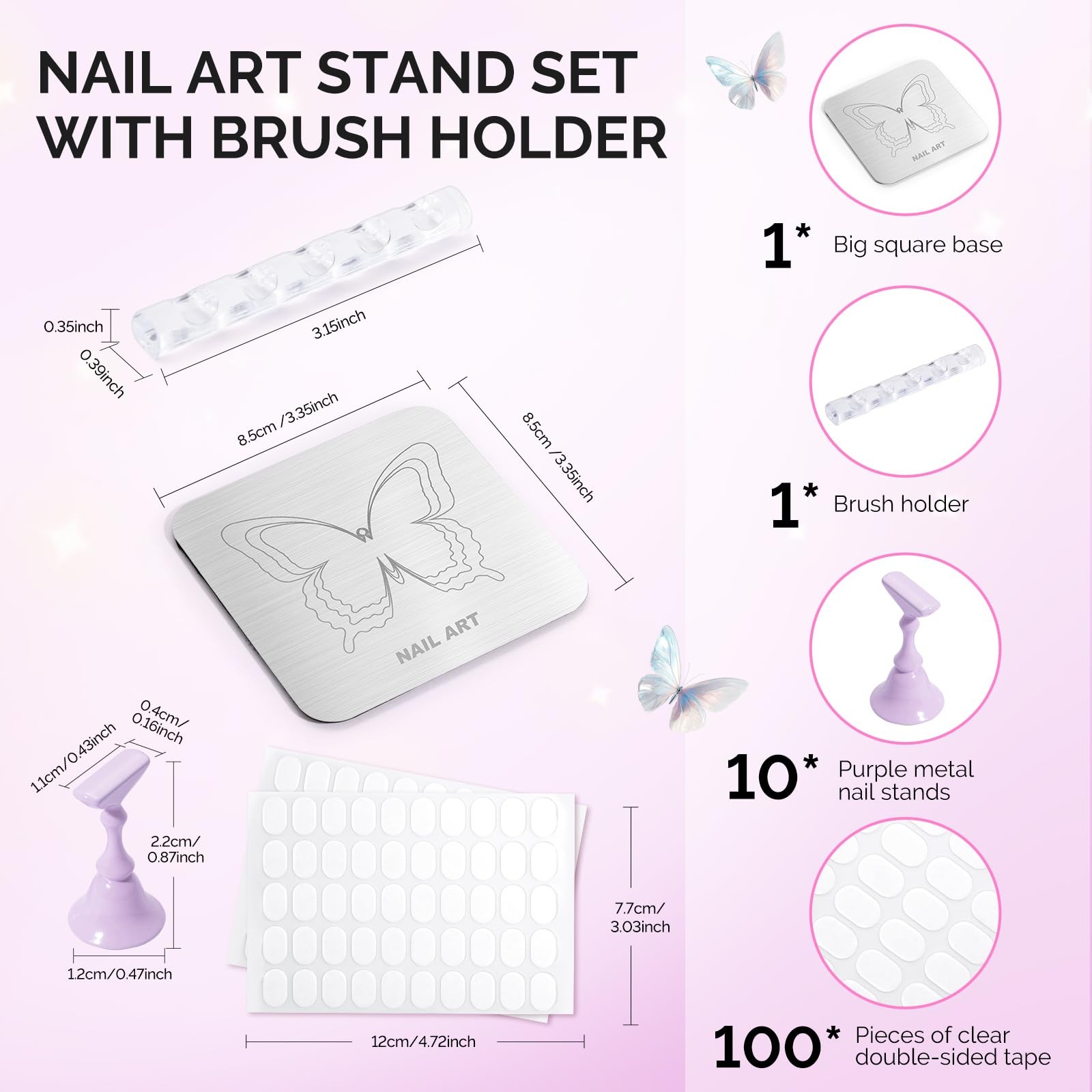 MelodySusie Nail Stand Silver Butterfly Base