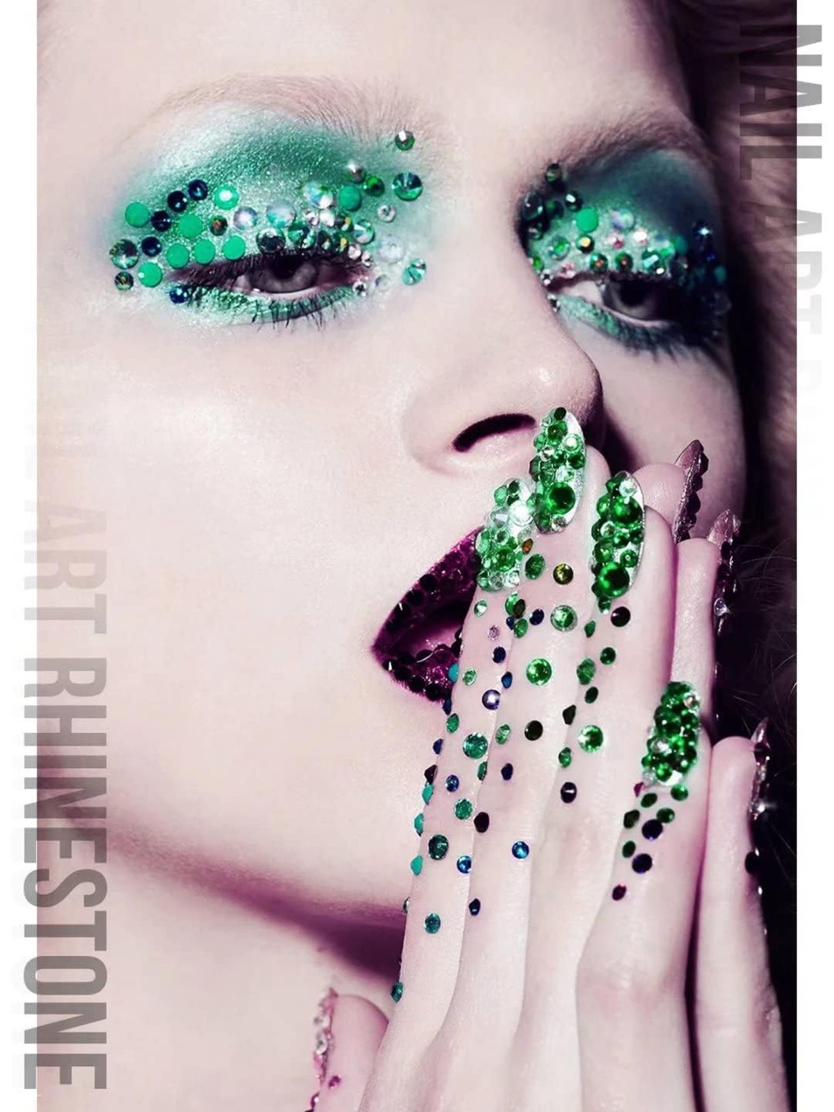 EBANKU 3120 Pcs Green Gems Nail Art Rhinestone Kit, Emerald Green Rhinestones…