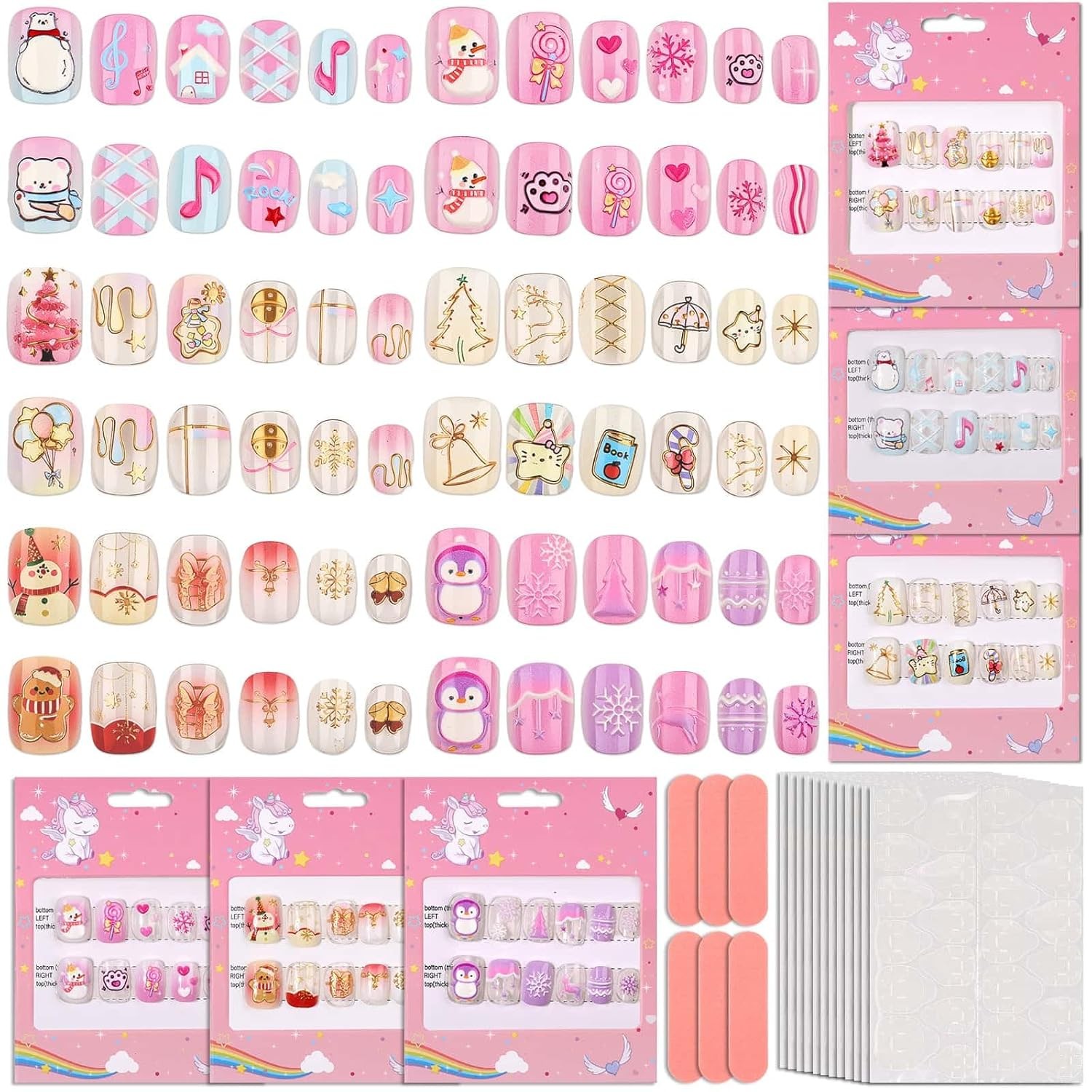 168Pcs Press on Nails for Kids Girls, Kids Fake Nails for Children Pre Glue Sti