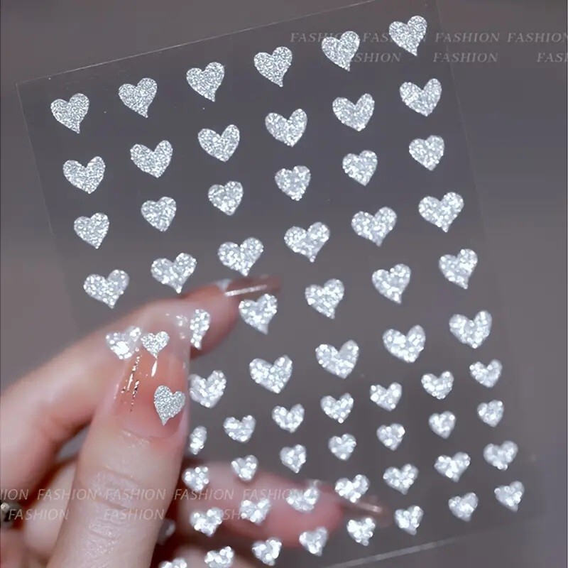 5 Sheets/Set – 3D Reflective Glitter Heart, Star, Fire Nail Art Vinyl Stickers