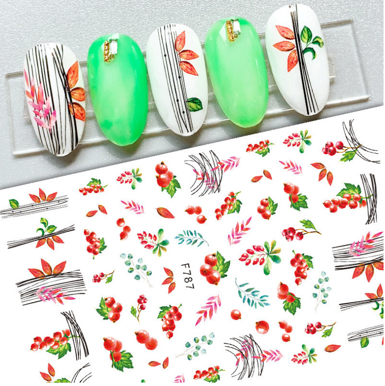 3D Nail Art Sticker Transfer Decals Strawberry Cherry Lemon Fruit Pattern NH15