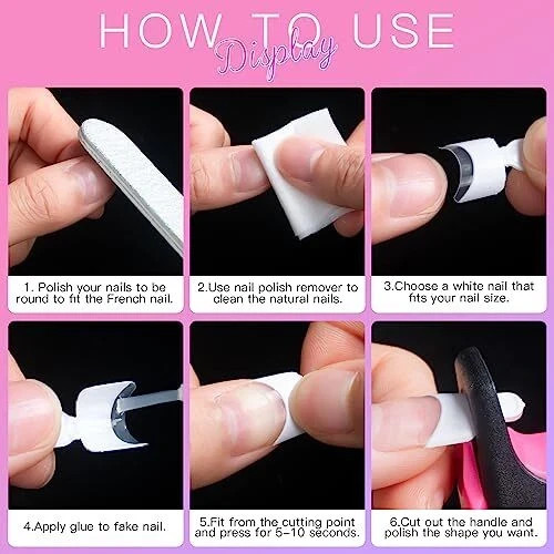 White French Nail Tips 120 PCS Short French Style Acrylic Nail Tip 12 Sizes