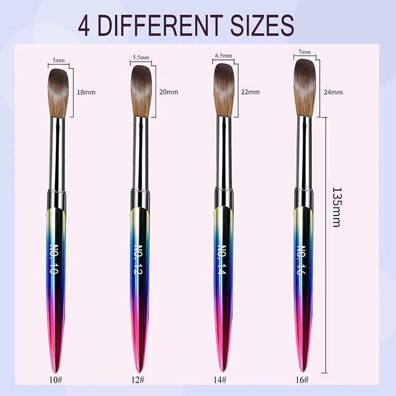 4pcs Kolinsky Nail Art Brush Pen Set for Acrylic Application Manicure E