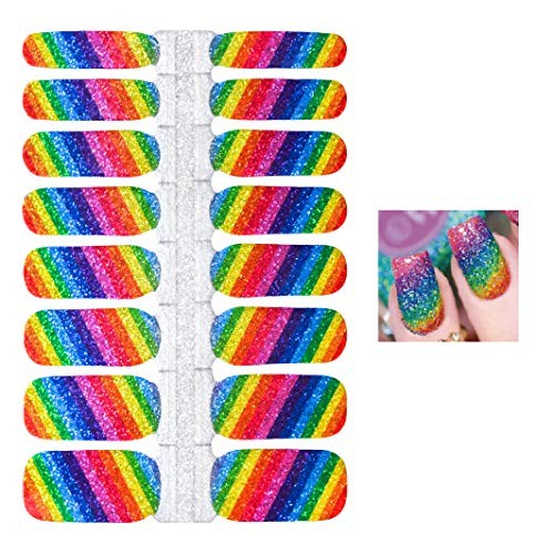 5 Sheets Rainbow Nail Wraps Nail Polish Stickers Self Adhesive Rainbow Style