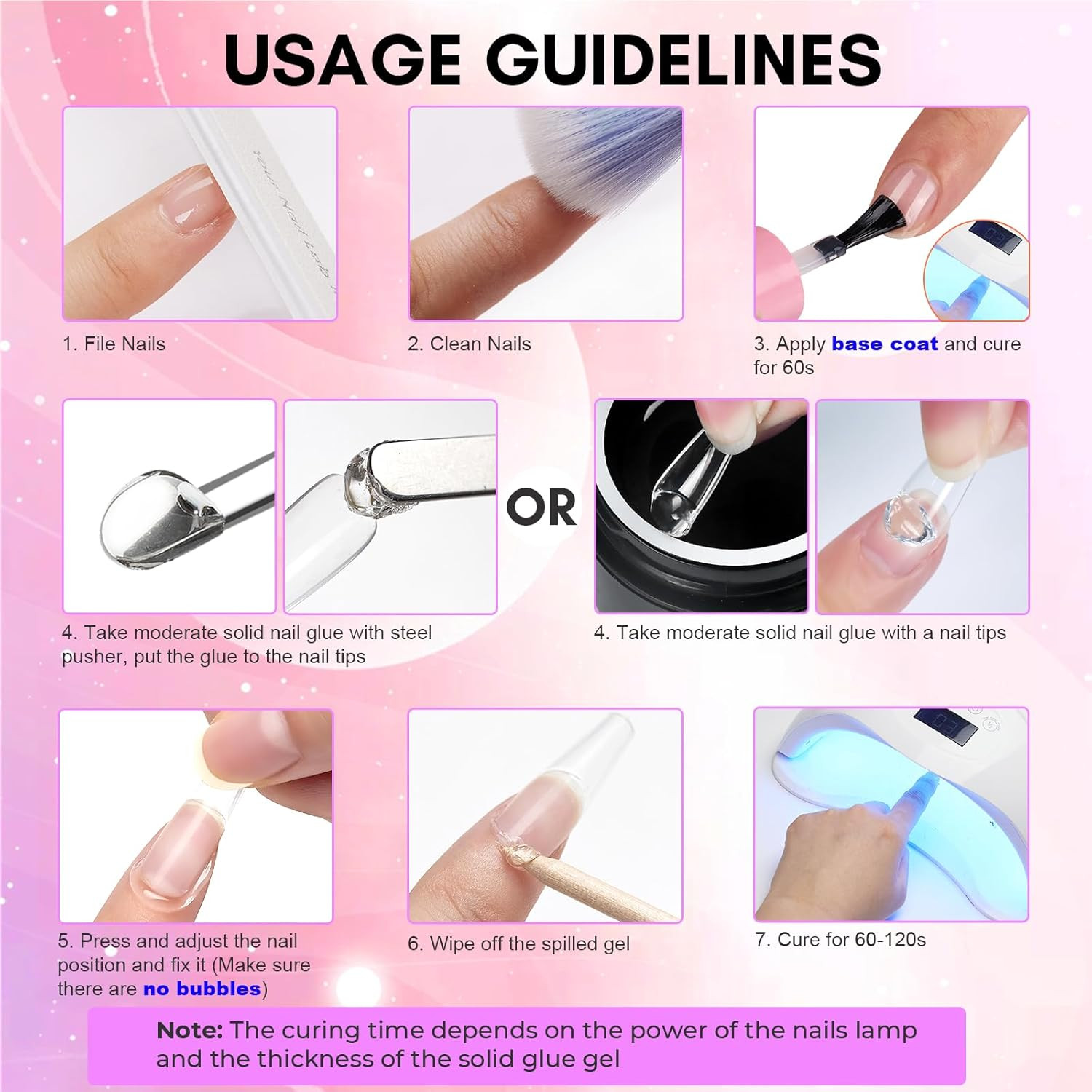 Solid Nail Glue Gel: Nail Glue for Press on Nails 2Pcs
