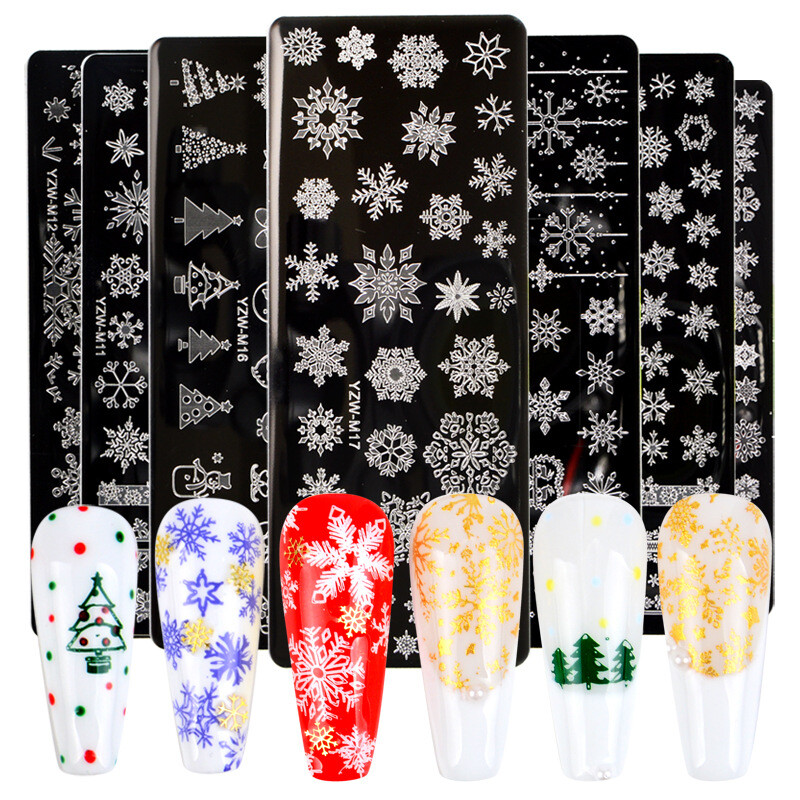 Reusable Nail Art Stamping Plates Flower Nail Stencils Template Gels Polish DIY⊥
